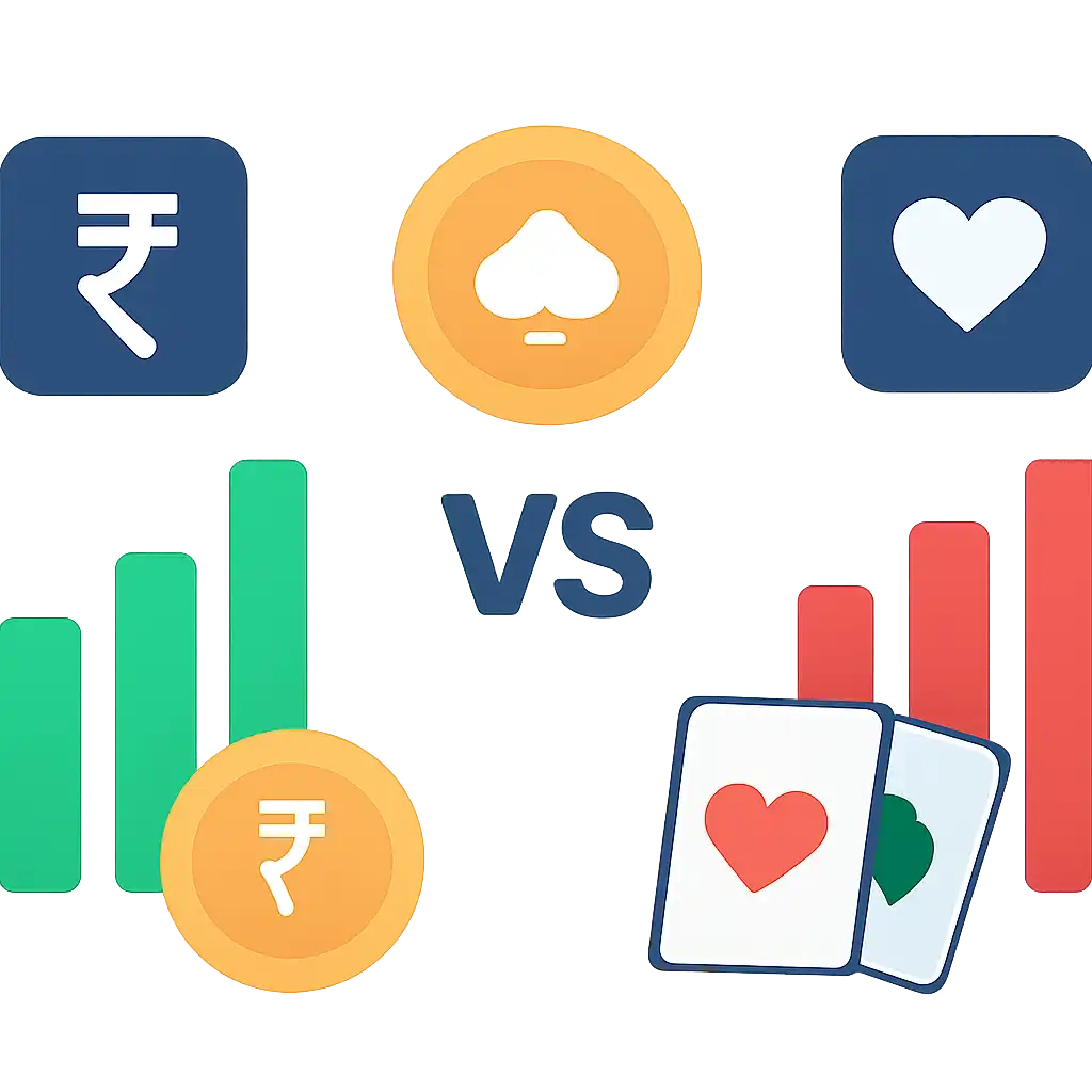 Infographic comparing options using coloured bars and, Teen Patti Gold