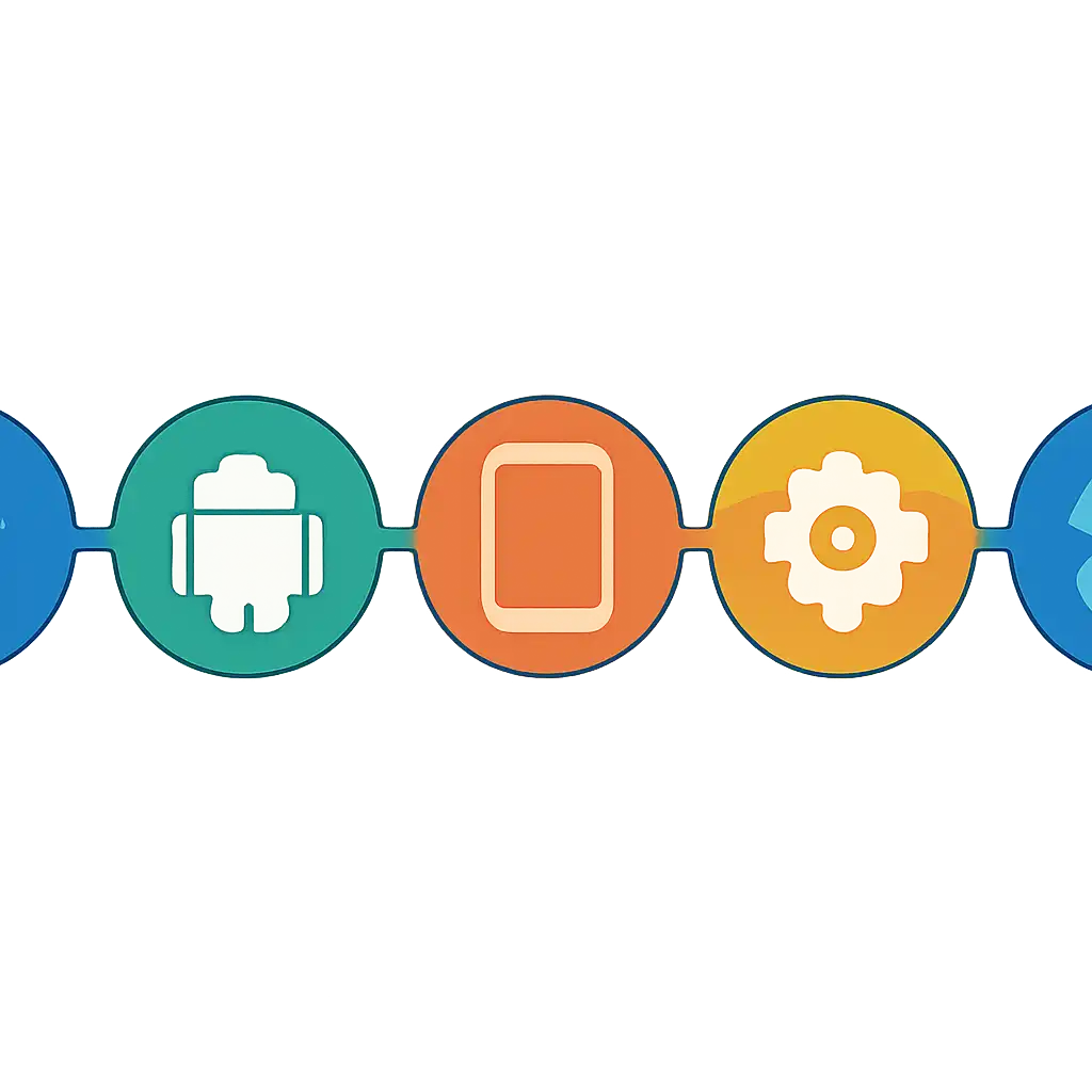 Five numbered circular icons connected by arrows in a horizontal flow, Teen Patti Gold: Download and Install on Android